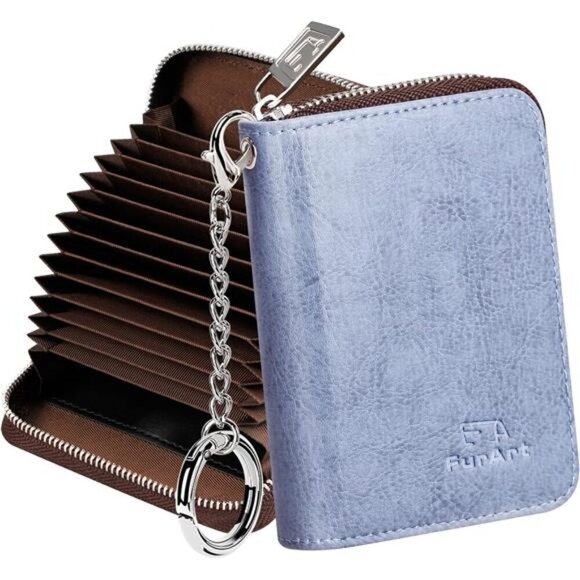 Accessories - Zipper Card Cases Holder for Women, Gery Blue